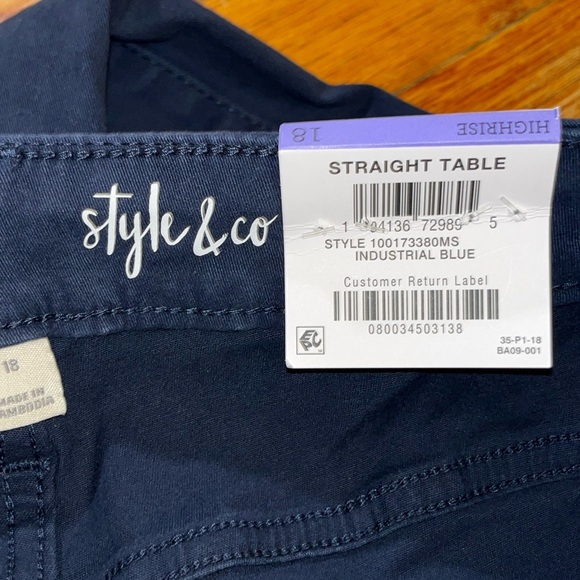 NWT Style & Co straight leg pants size 18 XXL blue plus size business casual - Picture 7 of 11